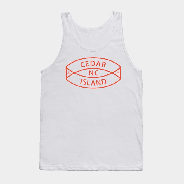 Cedar Island, NC Summertime Vacationing Anchor Ring Tank Top by Contentarama